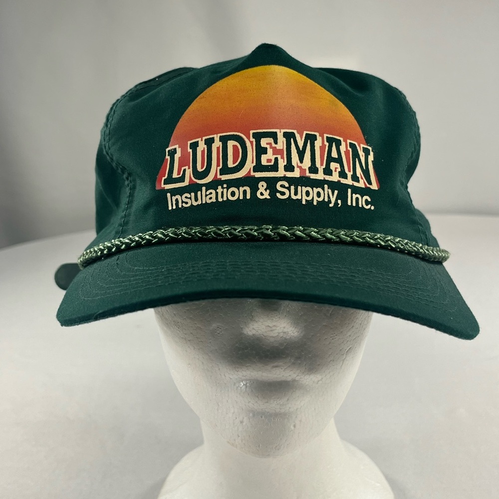 Ludeman Insulation And Supply Vintage 6 Panel Adjustable Strap Trucker Rope Hat